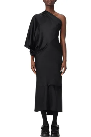 Rick Owens Midi Dresses, female, , Size: S Satin One-Shoulder Midi Dress