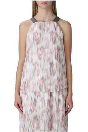 Armani Exchange Sleeveless Tops, female, , Size: M Abstract Print Sleeveless Pleated Dress