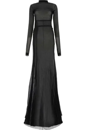 ANN DEMEULEMEESTER Gowns, female, , Size: S Long Sleeved Crewneck Maxi Dress