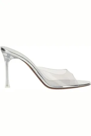 Amina Muaddi Heeled Mules, female, , Size: 7 1/2 US Transparent PVC Sandals