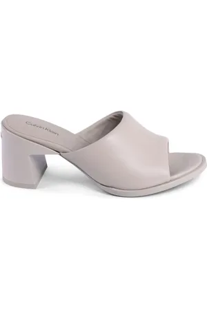 Calvin Klein Heeled Mules, female, , Size: 11 US Leather Ankle Strap Sandal
