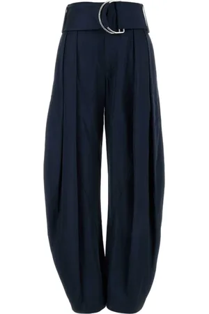 J.W.Anderson Wide Trousers, female, , Size: XS Navy Wide-Leg Satin Pants