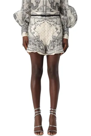 ZIMMERMANN Short Shorts, female, , Size: M Lace Print Scalloped Hem Shorts