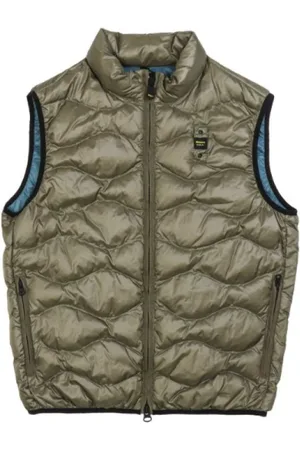 Blauer Vests, male, , Size: XL Check Sleeveless Quilted Jacket