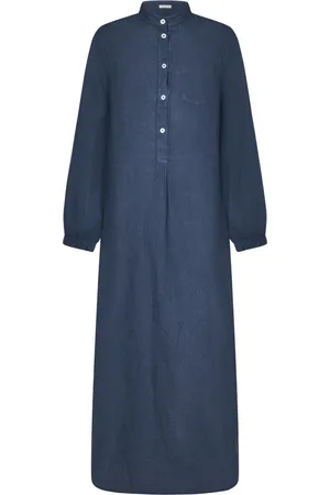 MASSIMO ALBA Maxi Dresses, female, , Size: S Linen Dress with Mandarin Collar