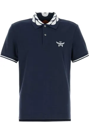 MCM Polo Shirts, male, , Size: L Stretch Piquet Polo Shirt in Navy