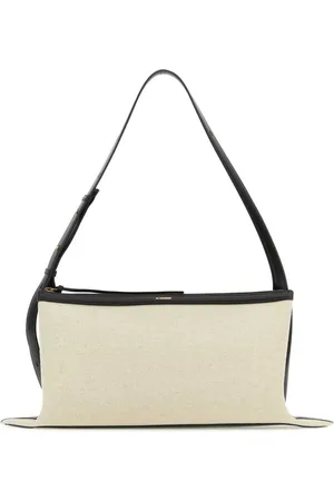 Jil Sander Shoulder Bags, female, , Size: ONE SIZE Two-tone canvas and leather medium Empire shoulder bag