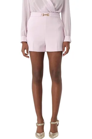 Elisabetta Franchi Short Shorts, female, , Size: M Blue Tailored Shorts with Gold Buckle