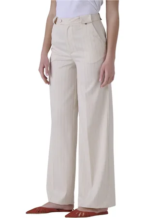Kocca Wide Trousers, female, , Size: L Striped Pants with Pockets and Button Closure