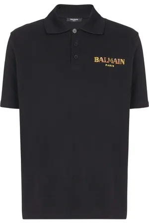 Balmain Polo Shirts, male, , Size: XL Vintage Bamain embroidered cotton poo shirt
