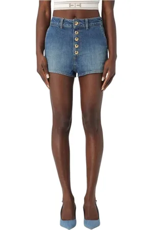 Elisabetta Franchi Denim Shorts, female, , Size: W28 Denim Button Shorts