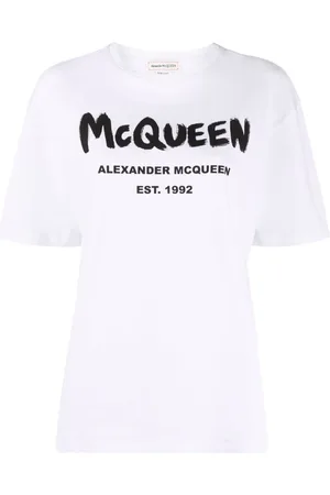 Alexander McQueen T-Shirts, female, , Size: 3XS Graffiti Logo Crewneck T-shirt
