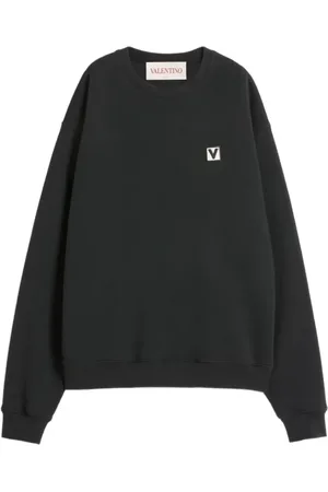 VALENTINO Sweatshirts, male, , Size: XL Logo Patch Round Neck Sweatshirt