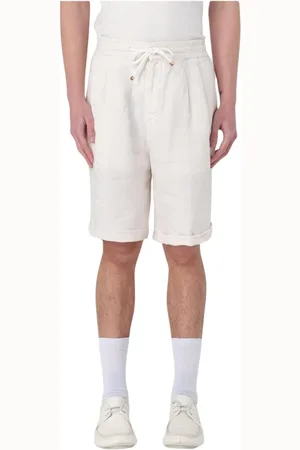 Brunello Cucinelli Casual Shorts, male, , Size: L Blue Linen Relaxed Fit Shorts