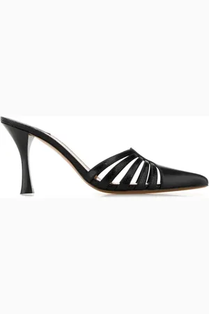 PARIS TEXAS Heeled Mules, female, , Size: 7 1/2 US Leather Nadia Mules Heels