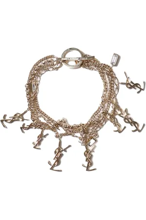 Saint Laurent Bracelets, female, , Size: M Golden Charm Bracelet with Rhinestones