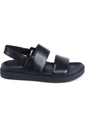 Calvin Klein Flat Sandals, female, , Size: 11 US Leather Slide Sandals