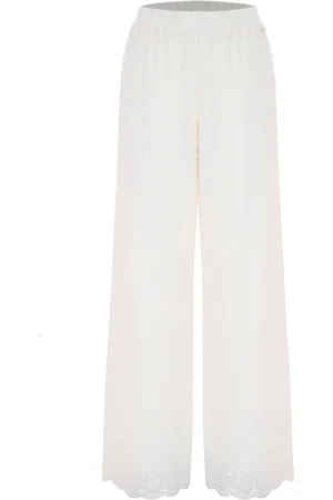 Kocca Wide Trousers, female, , Size: S Elegant Wide-Leg Broderie Anglaise Trousers