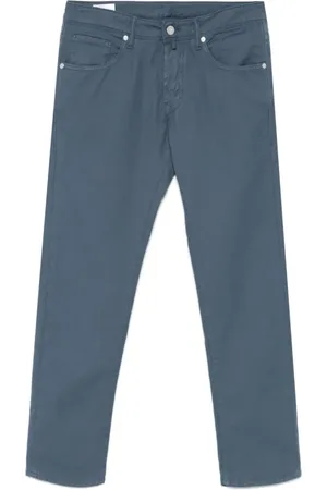Incotex Straight Trousers, male, , Size: W34 Logo Patch Slim Fit Jeans