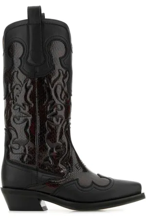 Ganni Cowboy Boots, female, , Size: 10 US Mid Shaft Embroidered Western Boots