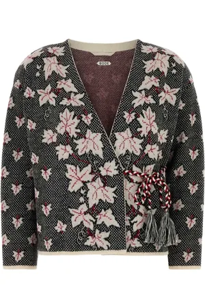 BODE Cardigans, female, , Size: XS Alpaca Maple Embroidered Knitwear Cardigan