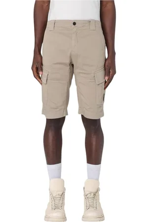 C.P. Company Casual Shorts, male, , Size: S Khaki Cargo Shorts with Multiple Pockets