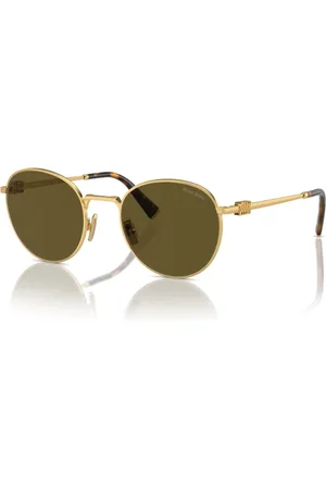 Miu Miu Sunglasses, female, , Size: 50 MM Gold/Dark Brown Sunglasses