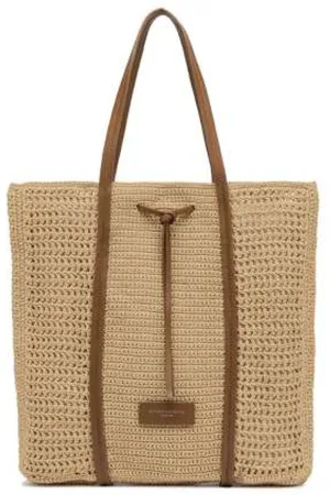 Gianni chiarini Tote Bags, female, , Size: ONE SIZE Crochet Shopping Bag with Leather Details