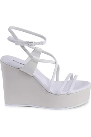 Calvin Klein Wedges, female, , Size: 10 US Leather Wedge Sandals