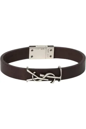 Saint Laurent Bracelets, female, , Size: S Leather Bracelet Silver Logo