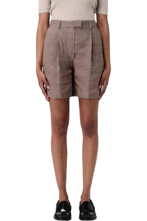 Brunello Cucinelli Short Shorts, female, , Size: L Linen Pleated Shorts