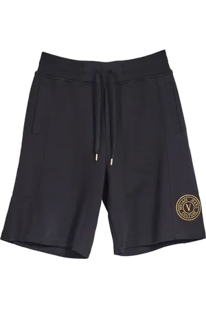 VERSACE Casual Shorts, male, , Size: M Short V Emblem Sweatpants /Gold