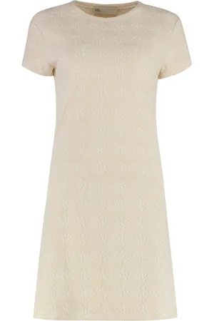 Tory Burch Short Dresses, female, , Size: M Jacquard Logo Cotton-Blend Dress