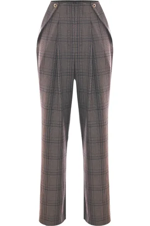 Kocca Wide Trousers, female, , Size: XL Tartan Pattern Trousers