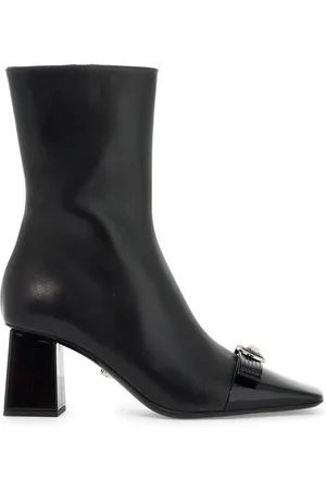 VERSACE Heeled Boots, female, , Size: 10 US Ribbon Leather Ankle Boots