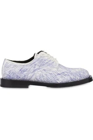 Moschino Laced Shoes, female, , Size: 9 US Blue Scribble Print Derby Shoes