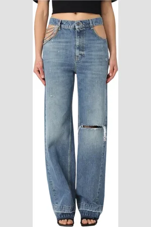 Stella McCartney Straight Jeans, female, , Size: W26 Chain Detail Wide Leg Jeans