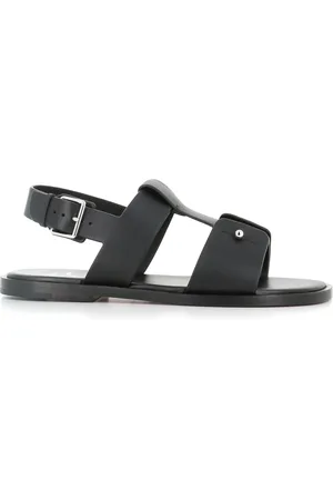 Christian Louboutin Flat Sandals, male, , Size: 8 US Leather Sandal with Silver Pin