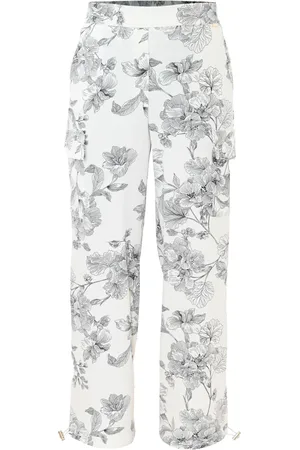 Kocca Straight Trousers, female, , Size: 2XL Floral Cargo Trousers with Drawstring Cuffs