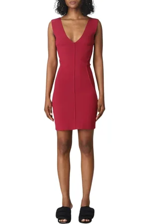 Rick Owens Short Dresses, female, , Size: XL Fuchsia V-Neck Mini Dress