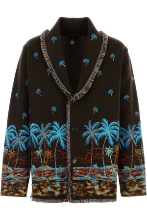 Alanui Cardigans, male, , Size: M Hawaiian Embroidered Wool Cardigan