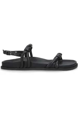 Elena Iachi Flat Sandals, female, , Size: 9 US Essential Leather Sandal with Ankle Strap
