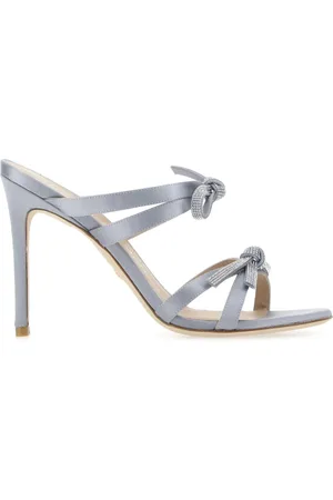 Stuart Weitzman Heeled Mules, female, , Size: 7 US Powder Satin Bow Mules
