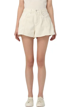 Armani Exchange Short Shorts, female, , Size: W29 Yellow Pleated Denim Shorts