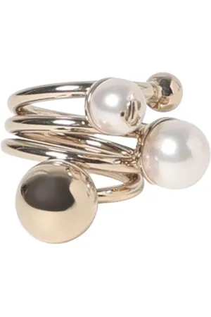 Jimmy Choo Rings, female, , Size: XS Gold and White Pearl Ring