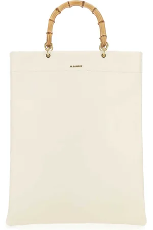 Jil Sander Handbags, female, , Size: ONE SIZE Ivory Leather Medium Shopping Bag