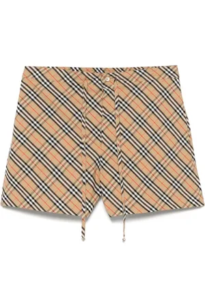 Burberry Short Shorts, female, , Size: 3XS Check Cotton Shorts with Drawstring Waist
