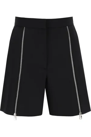 Alexander McQueen Casual Shorts, female, , Size: XS Wide-Leg Wool Shorts with Zippered Gussets