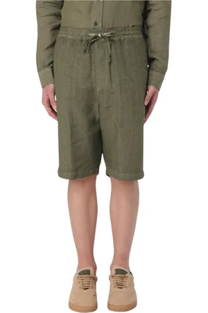 120% Lino Casual Shorts, male, , Size: XL Coffee Linen Relaxed Fit Shorts