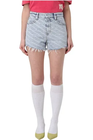 Alexander Wang Denim Shorts, female, , Size: W27 Chic Denim Shorts with Frayed Hem